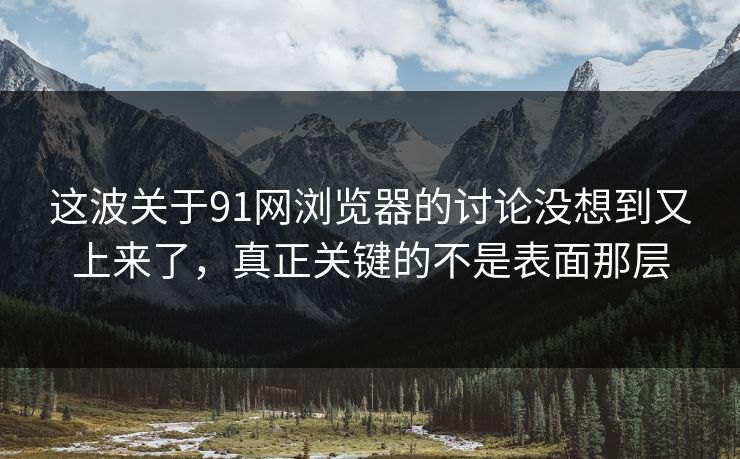 这波关于91网浏览器的讨论没想到又上来了，真正关键的不是表面那层
