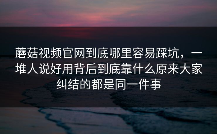 蘑菇视频官网到底哪里容易踩坑，一堆人说好用背后到底靠什么原来大家纠结的都是同一件事