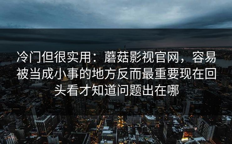 冷门但很实用：蘑菇影视官网，容易被当成小事的地方反而最重要现在回头看才知道问题出在哪