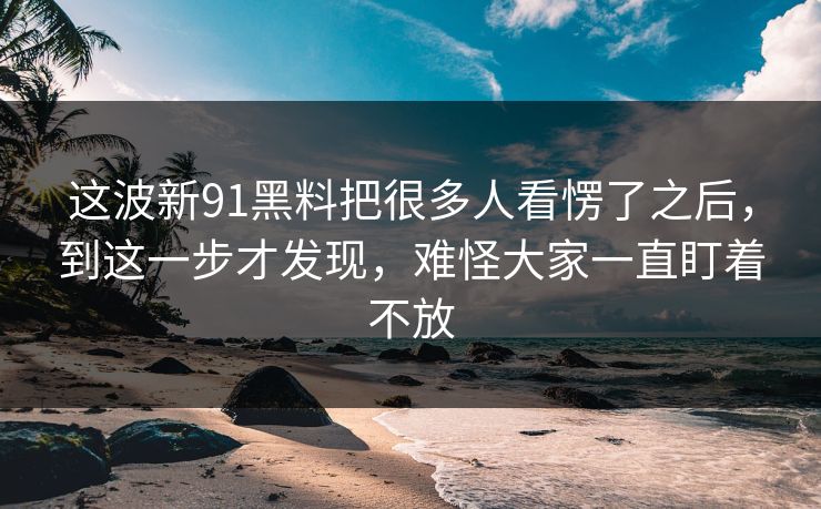这波新91黑料把很多人看愣了之后，到这一步才发现，难怪大家一直盯着不放