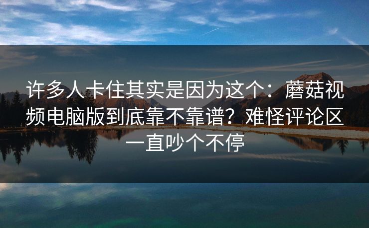 许多人卡住其实是因为这个：蘑菇视频电脑版到底靠不靠谱？难怪评论区一直吵个不停
