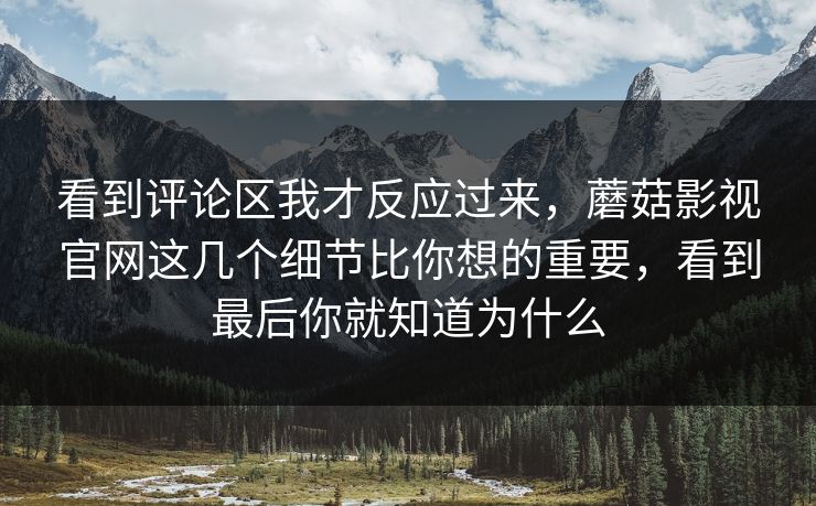 看到评论区我才反应过来，蘑菇影视官网这几个细节比你想的重要，看到最后你就知道为什么