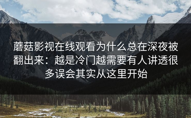 蘑菇影视在线观看为什么总在深夜被翻出来：越是冷门越需要有人讲透很多误会其实从这里开始